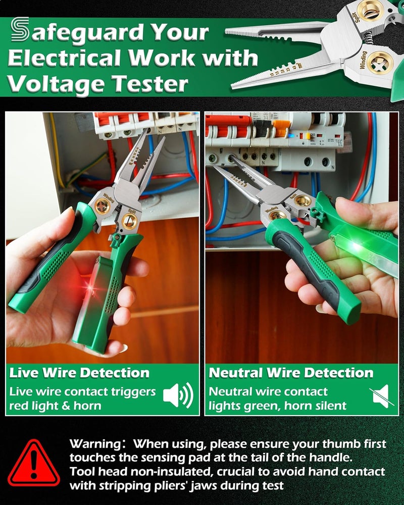 Fatio 8 In 1 Wire Stripper, Wire Stripping Tool with Voltage Tester, Cable Cutters with Plier, Twister, Crimper, Splitting, Wire Stripper Tool for 10-18 AWG for Electrician Work - Image 2